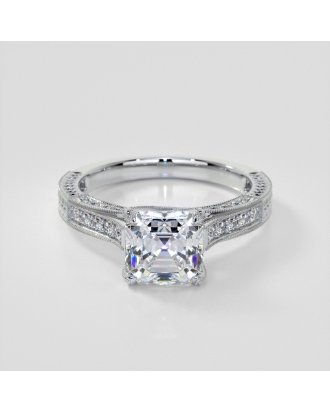 Lab Grown Diamond Asscher Cut Vintage-Style Engagement Ring