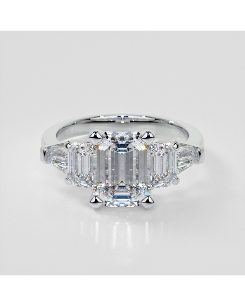 Lab Grown Diamond Emerald Cut Five-Stone Engagement Ring