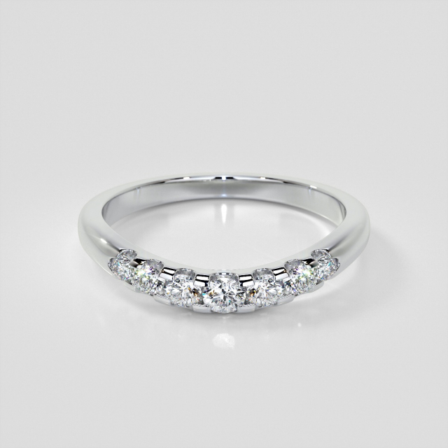 Round-Cut Contoured Wedding Band Set with Lab Grown Diamonds