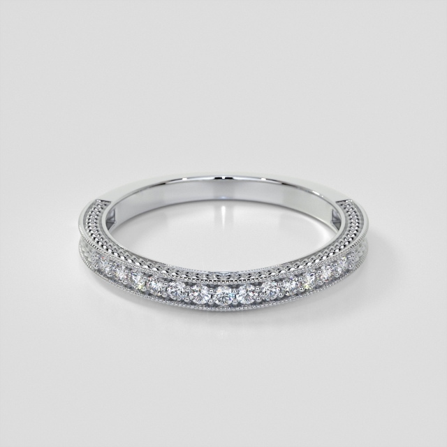Round Cut Beaded Wedding Band Set with Lab Grown Diamonds 