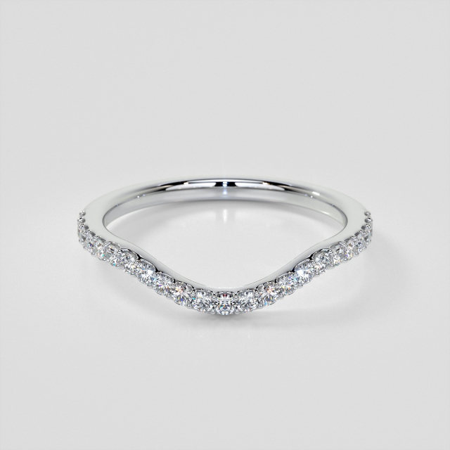Scallop Style Contoured Wedding Band Set with Lab Grown Diamonds 