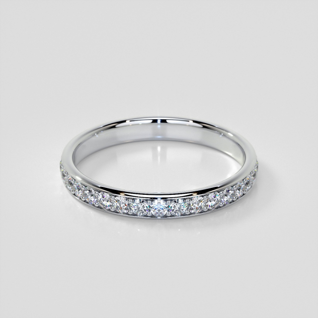 Lab Grown Diamond Channel Set Wedding Band with Round Cut Accents