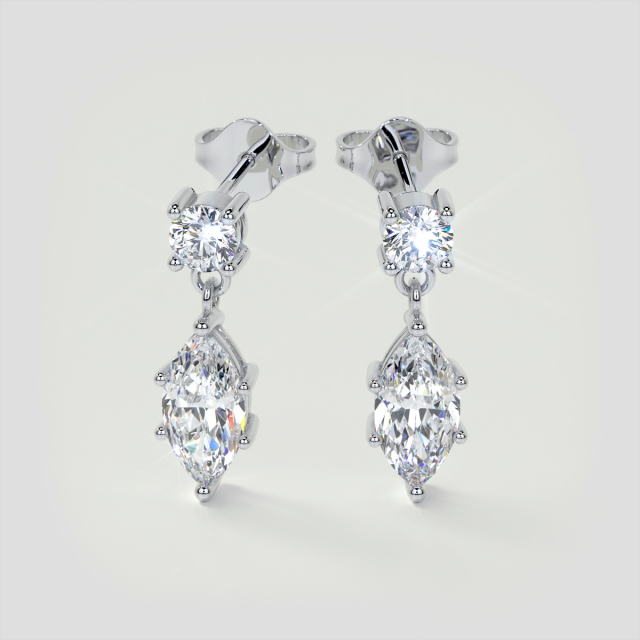 2.5CT Lab Grown Diamond Marquise Cut Drop Style Earrings