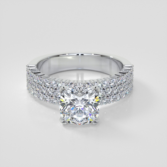 Shop: Lab Grown Diamond Cushion Cut 3-Row Bar Set Style Engagement Ring
