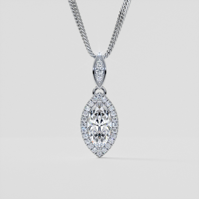 1.44CT Lab Grown Diamond Marquise Cut Drop Style With Embellished Bail Pendant