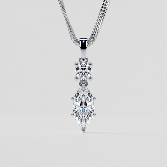 2.46CT Lab Grown Diamond Marquise Cut Drop Style Pendant