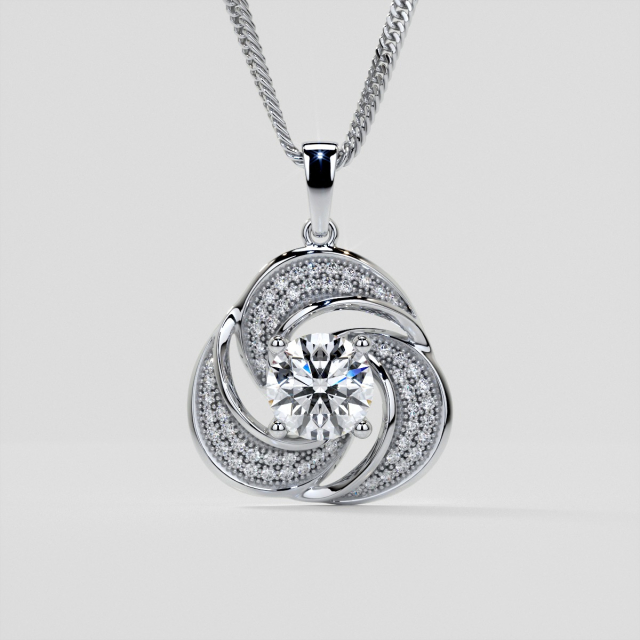 1.54CT Lab Grown Diamond Round Cut Swirl Halo Pendant