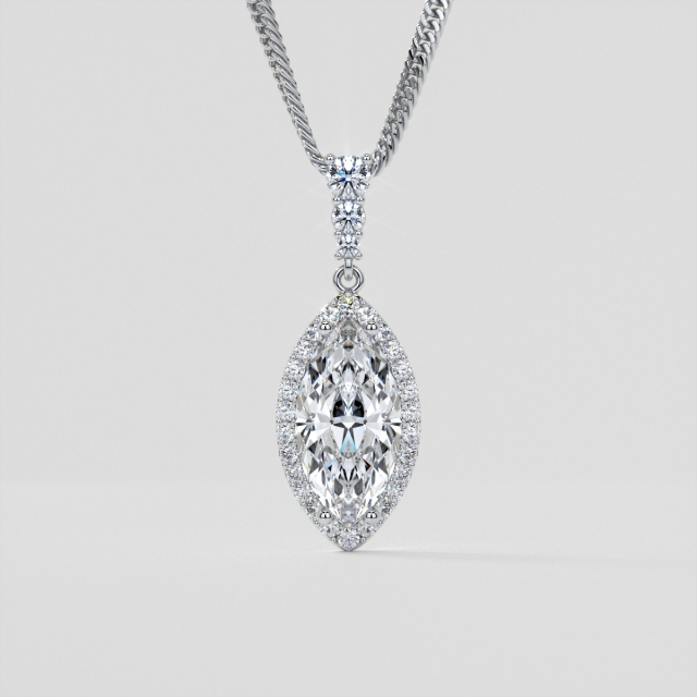 3.31CT Lab Grown Diamond Marquise Cut Drop Style Slider Bail Pendant
