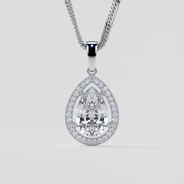 2.16CT Lab Grown Diamond Pear-Cut Halo Pendant