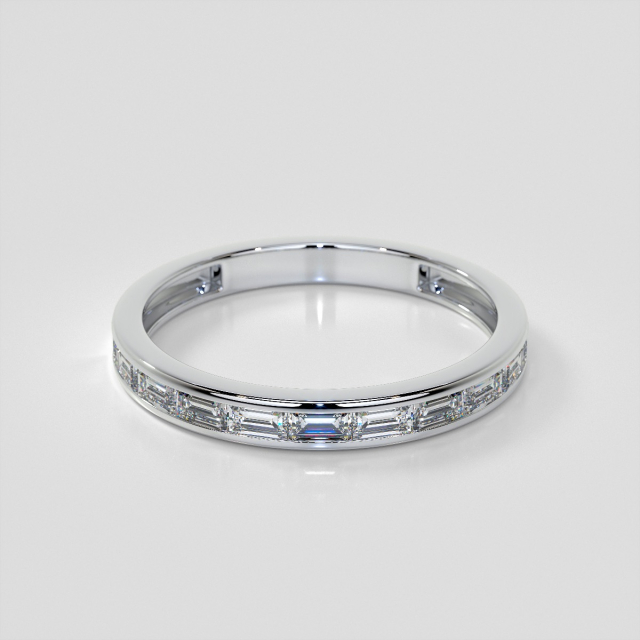 Channel Set Baguettes Wedding Band Set with Lab Grown Diamonds 