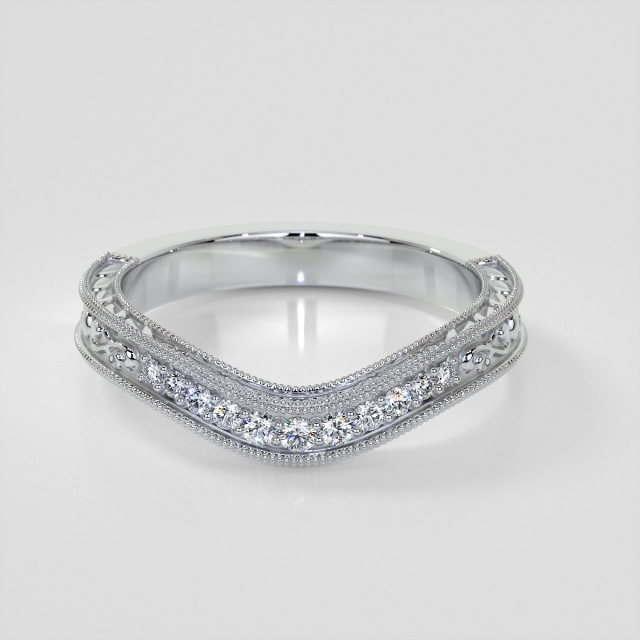 Antique Style Contoured Wedding Band Set with Lab Grown Diamonds 