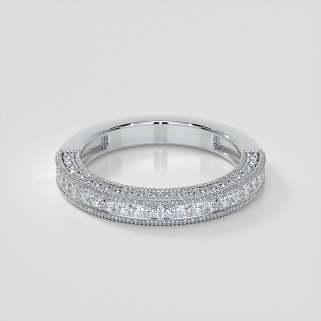 Princess Cut Wedding Band with Lab Grown Diamond Accents