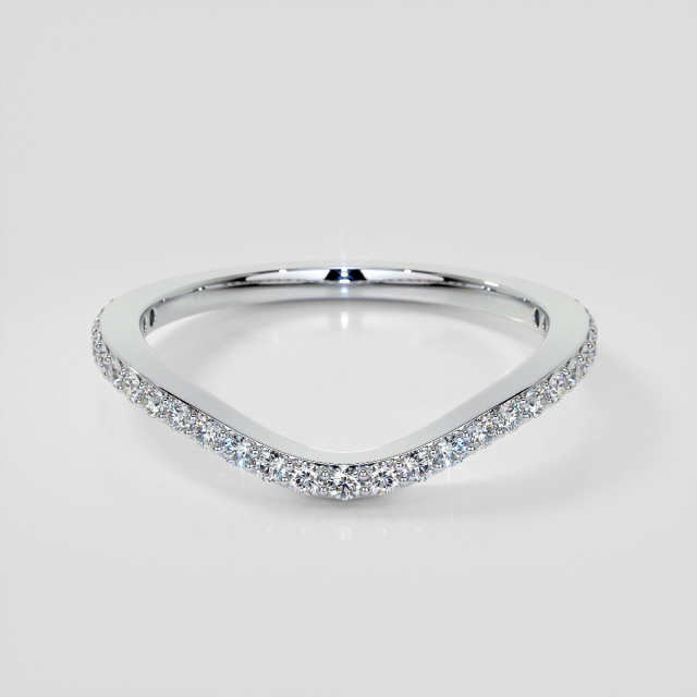 Contour Shape Wedding Band Set with Lab Grown Diamond Accents for Radiant Cut Ring Set
