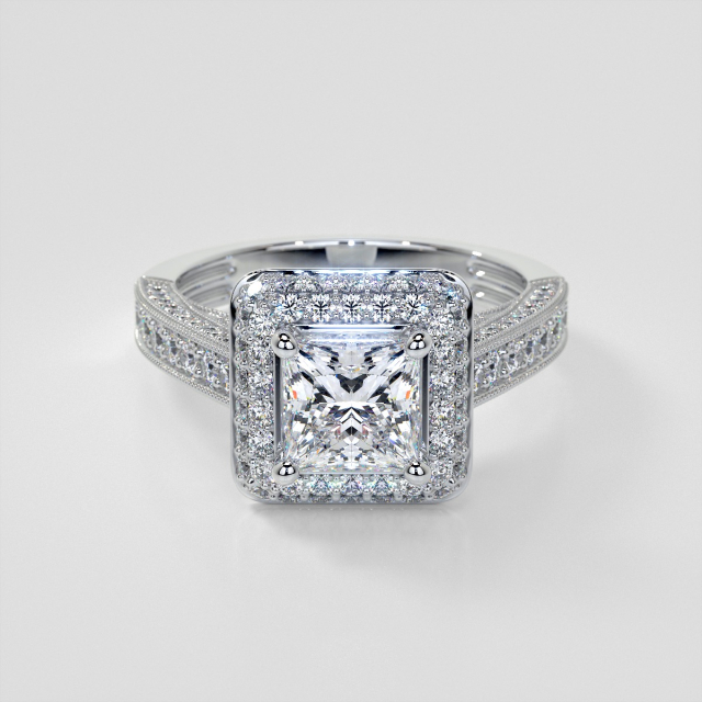 Lab Grown Diamond Princess Cut Crisscross Cathedral Engagement Ring