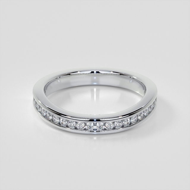 Contoured Round Cut Channel Setting Wedding Band Set with Lab Grown Diamonds 