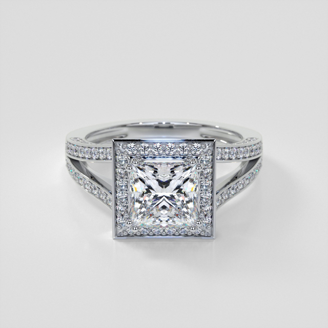 Lab Grown Diamond Split Shank Princess Cut Engagement Ring