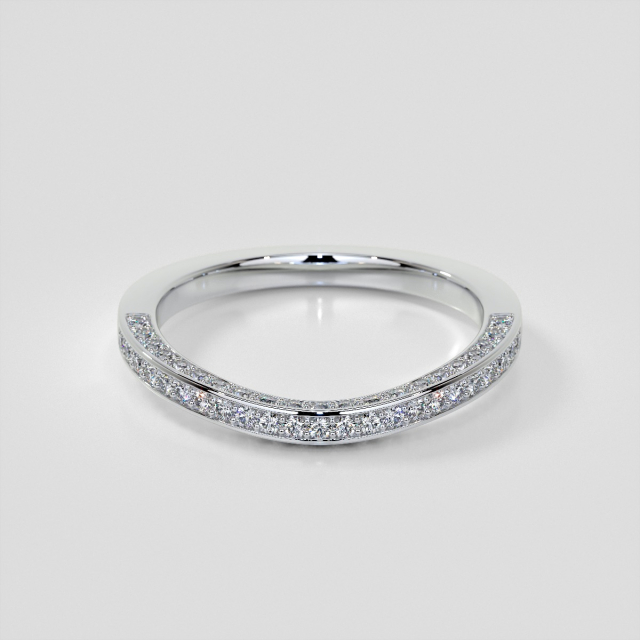 Contoured Wedding Band with Round Channel Set Lab Grown Diamonds 
