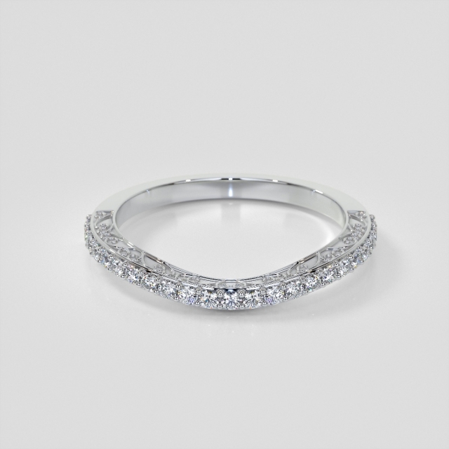 Filigree Style Contoured Wedding Band Set with Lab Grown Diamonds 