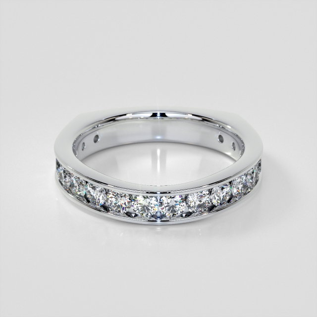 Euro Style Channel Set Wedding Band Set with Lab Grown Diamonds 