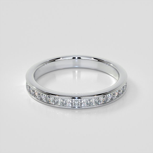 Channel Set Princess Cut Wedding Band Set with Lab Grown Diamonds 