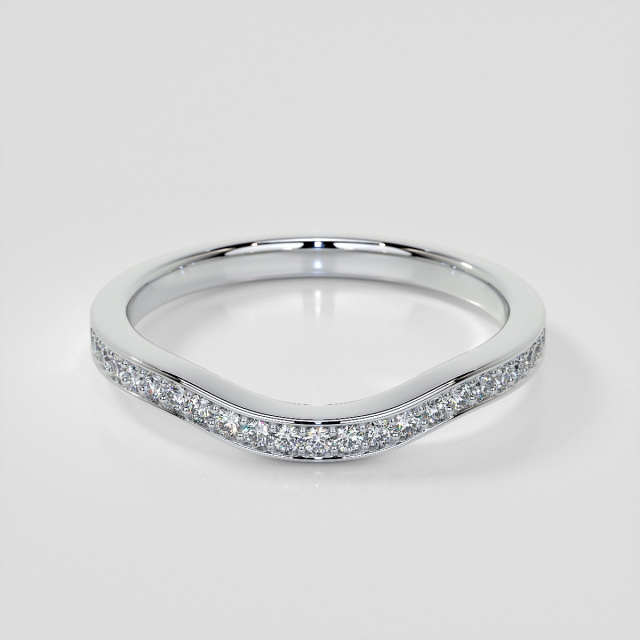 Channel Set Shadow Wedding Band with Lab Grown Diamond Accents