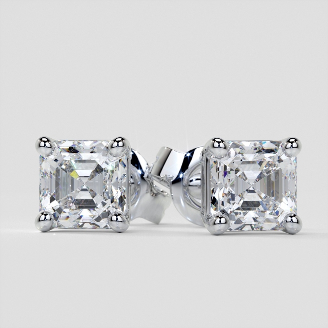 Lab Grown Diamond Asscher Cut Stud Earrings