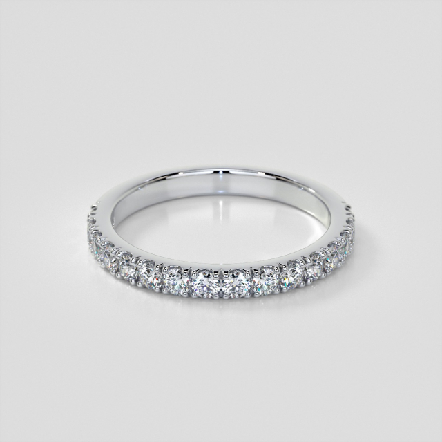 Round Cut Scallop Style Wedding Band Set with Lab Grown Diamonds 
