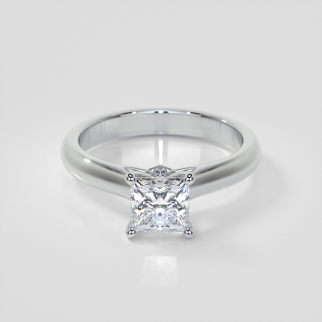 Lab Grown Diamond Princess Cut Cathedral Engagement Ring with Accents