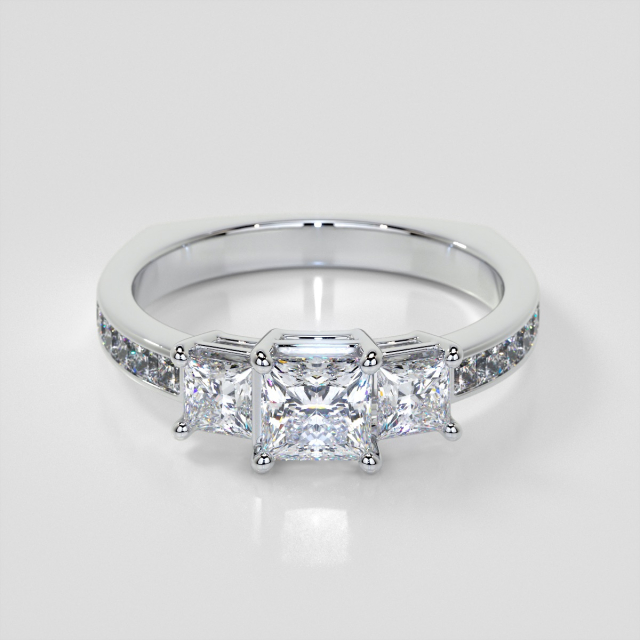 Lab Grown Diamond Princess Cut Euro Style Engagement Ring With Channel Set Accents